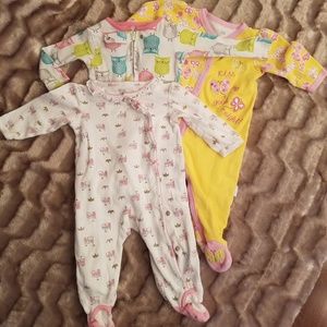 3 girls long sleeve sleepers 9m